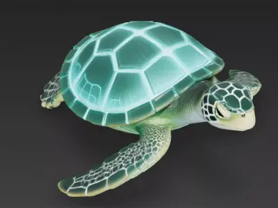 Cartoon Cyberpunk Sea Turtle Low-poly 3D model