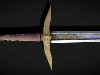 High Templar fantasy Greatsword Free low-poly 3D model