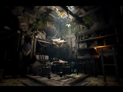 Medieval Castle Village Environment Low-poly 3D model