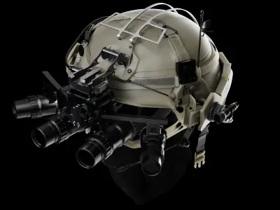 Military helmet with night vision device 3D model