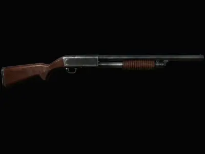 Ithaca 37 Shotgun M37 PBR MODEL UNITY UNREAL ENGINE Low-poly 3D model