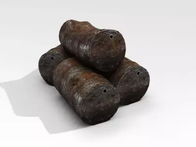 Barrels three rusty Free low-poly 3D model