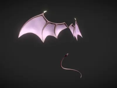 Demon Wings and Tail Low-Poly Low-poly 3D model