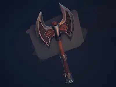 GameReady Stylized Battle Axe 3D model Low-poly 3D model