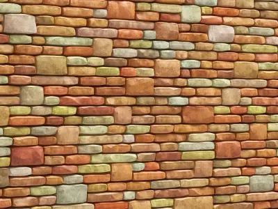 Brick granite color stone many part 3D model