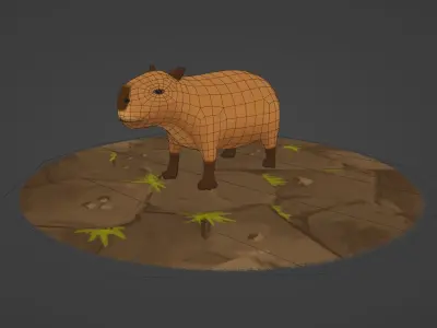 Capybara Cartoon Low-poly 3D Model Low-poly 3D model