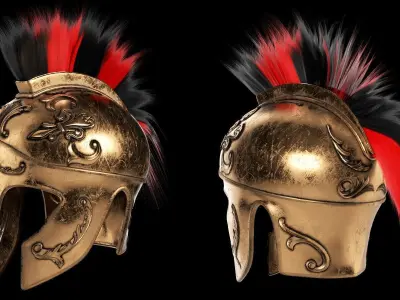 textured ANCIENT HELMET BUNDLE Low-poly 3D model