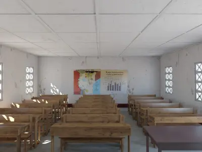 African Primary School Architecture Uganda Classroom V1 3D model