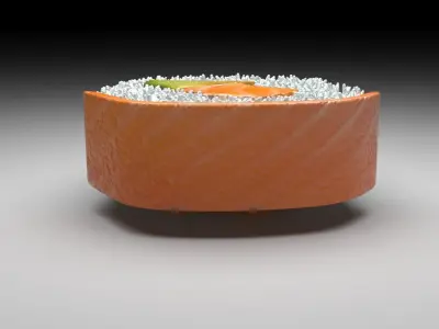 Sushi Roll With Salmon Fish 3D model