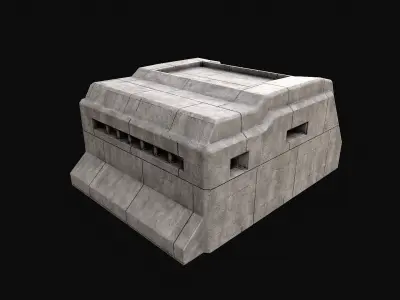 Military Concrete Bunker Base 6 Low-poly 3D model