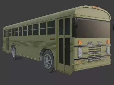 Bluebird bus Low-poly 3D model