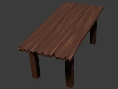 Old Wooden Table Game Ready 3D Model Free 3D model