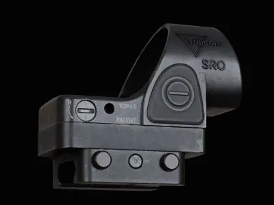 Trijicon SRO and 45 Degree Mount Low-poly 3D model