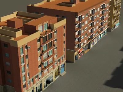 Building Collection 91 - 100 Low-poly 3D model