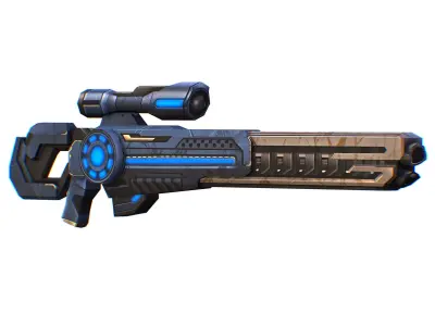 LowPoly Cartoon Sci-Fi Sniper Rifle Future Low-poly 3D model