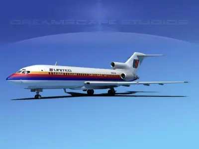 Boeing 727-100 United Airlines 3 3D model
