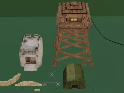Low Poly Military Camp Pack Low-poly 3D model