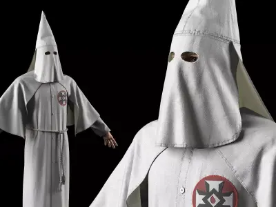 Character Ku Klux Klan in White Robe and Mask 3D model