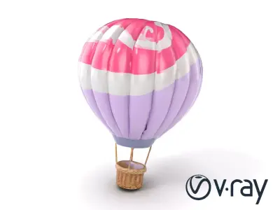 Classic Hot Air Balloon Swirl Pastel model pack Low-poly 3D model
