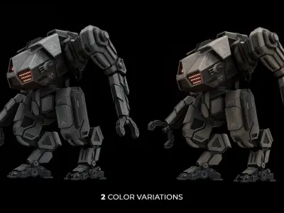Sci-fi Military Mech Low-poly 3D model
