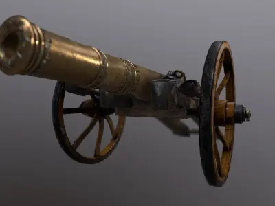 Gun low poly cannon Low-poly 3D model