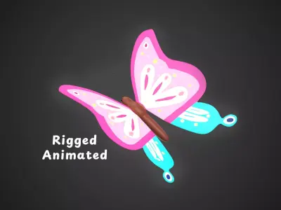 Butterfly Wing Flapping 3 Animated Low-poly 3D model