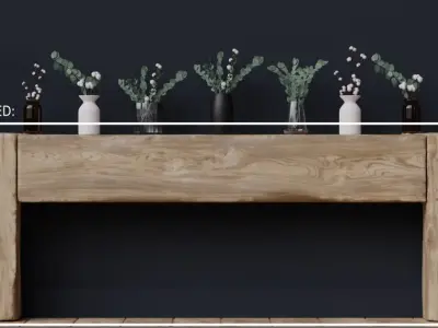 Rustic Wood Beam Console Table Free 3D model