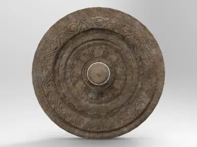 Chariot wheel with sculpting Low-poly 3D model