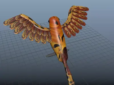 bird model parrot with wings spread out Free 3D model