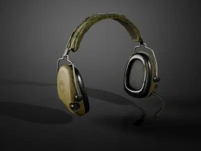Combat headphones Low-poly 3D model
