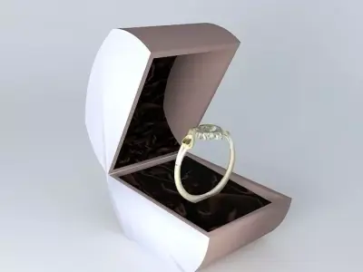 Ladies Gold Platinum Heart Style Engagement Ring Free 3D model