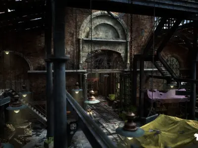 Victorian Market in Abandoned Factory Building Low-poly 3D model