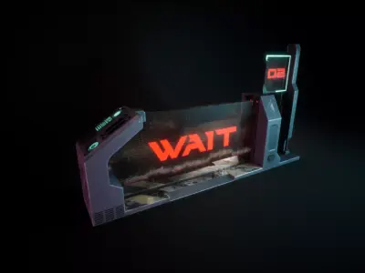 Cyberpunk Terminal  Barrier Game-Ready Low-poly 3D model