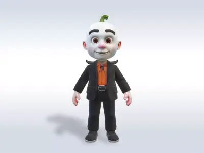 Cheerful Vampire Ghost Little Boy Character 3D model
