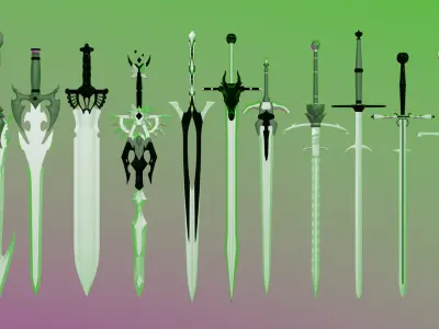 100 Fantasy Weapons Basemesh Pack V6 Low-poly 3D model