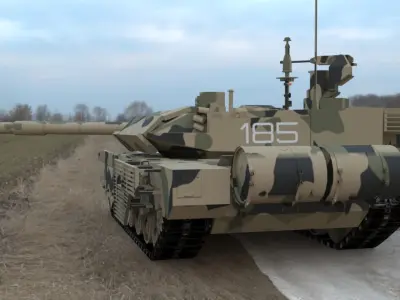 Clean Camouflaged T90MS Main Battle Tank 3D Model Low-poly 3D model