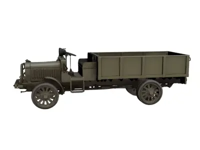 1910s Vintage Military Truck Classic Army Transport Vehicle 3D model
