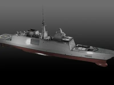 FREMM class Frigate D650 Aquitaine Low-poly 3D model