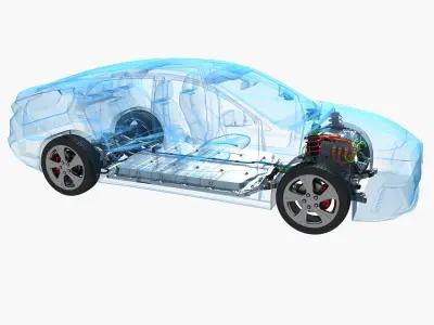 Electric Car Chassis X-Ray 3D model