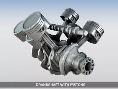 Crankshaft with pistons Free 3D model