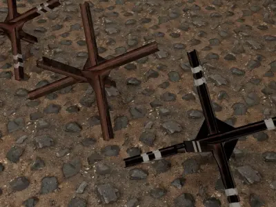 anti-tank hedgehog set 3 PBR   Low-poly 3D model