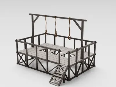 Medieval Gallows Low-poly 3D model