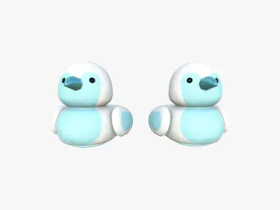 Slippers J07 White Blue Bird - Costume Character Design Low-poly 3D model