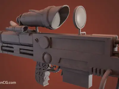 Highpoly Steampunk Rifle Free 3D model