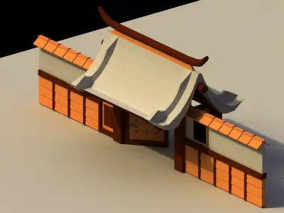 Low Poly Japanese Gate Low-poly 3D model