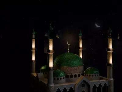 Masjid Nabawi 3d Model Free low-poly 3D model