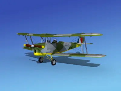 Dehavilland DH82 Tiger Moth V03 3D model