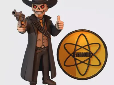 Wasteland Ghoul Cowboy STL 3D Print File Skull Gunslinger Statue 3D print model