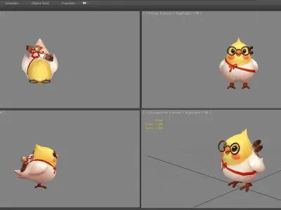 Cartoon bird with glasses Low-poly 3D model