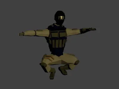 swat low poly rigged and anim Low-poly 3D model
